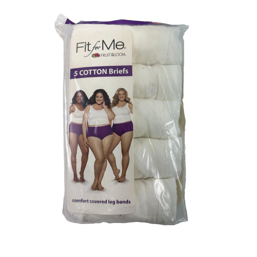 Fruit Of The Loom Fit For Me 5 Cotton Briefs White‎ New Sealed Size 12 26W/28W